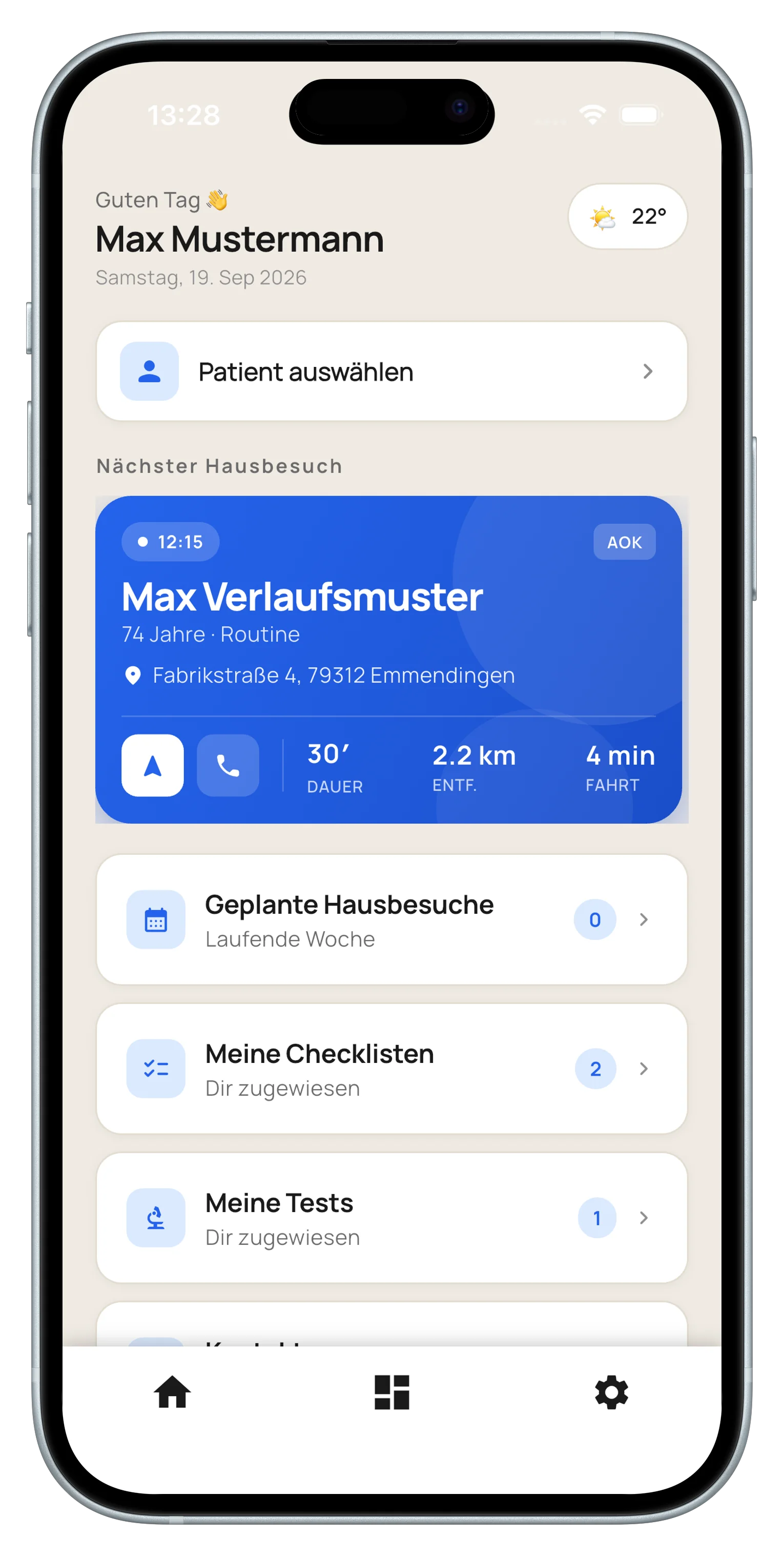 Dashboard in der MARA Assist App