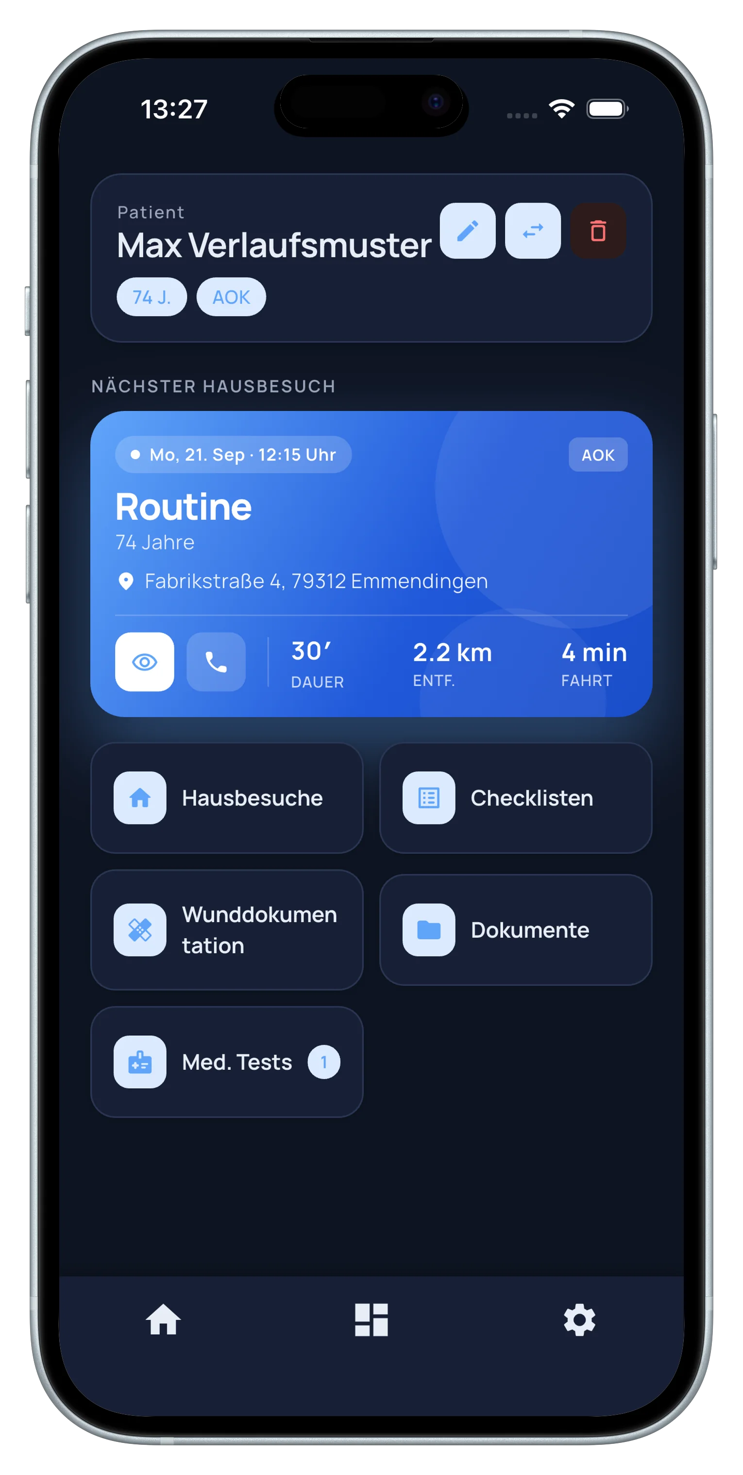 Patientenübersicht in der MARA Assist App