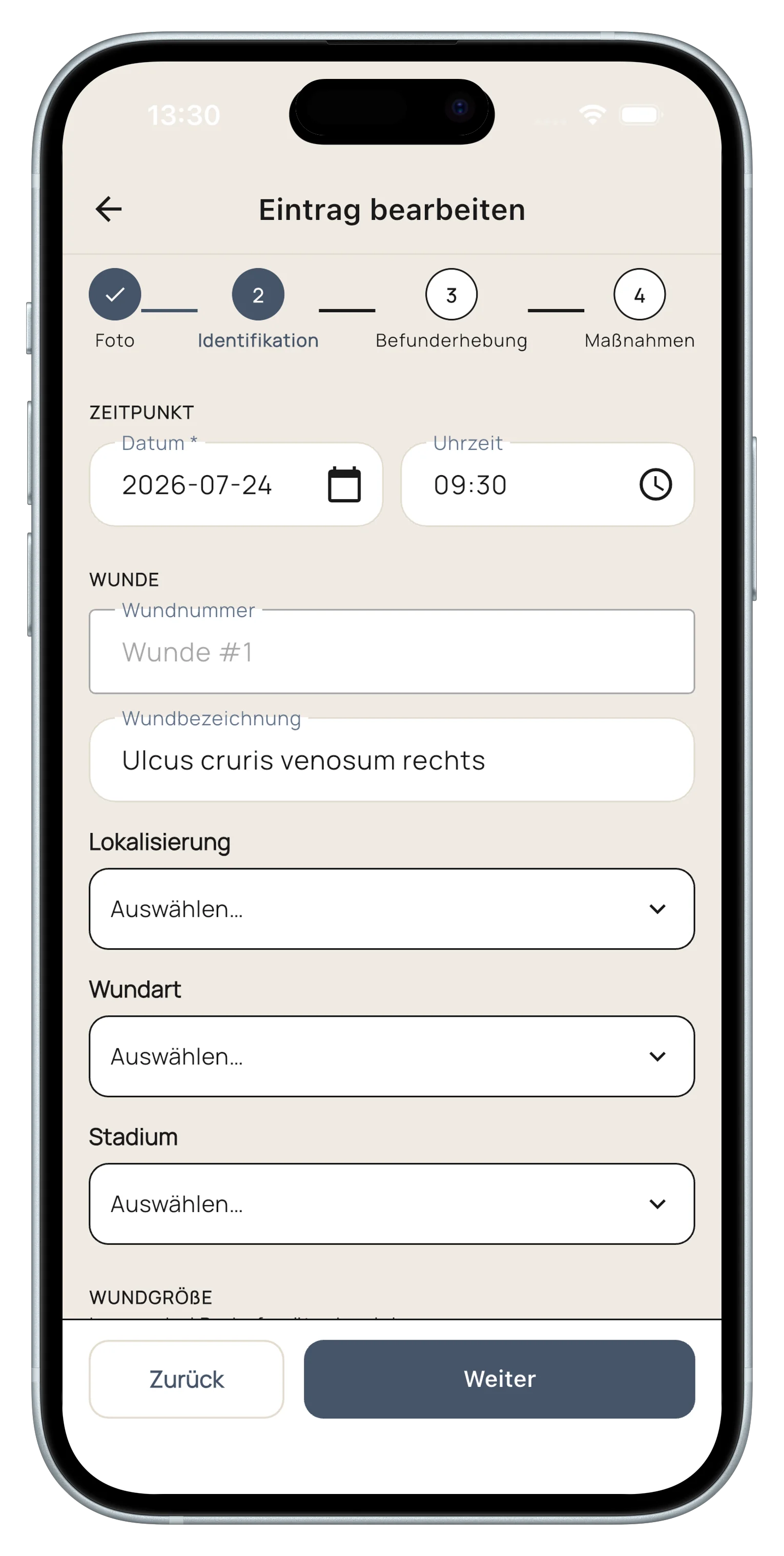 Wunddokumentation erfassen in der MARA Assist App