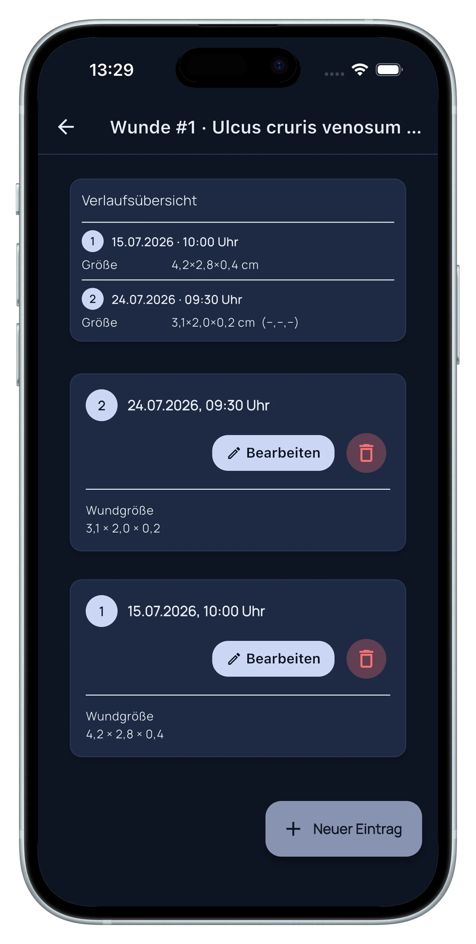 Wundverlauf in der MARA Assist App